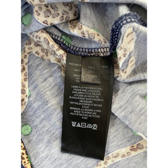 Maeve Sz L Navy Blue Big Cat Leopard Graphic Round Bottom Top-READ - Picture 6 of 11